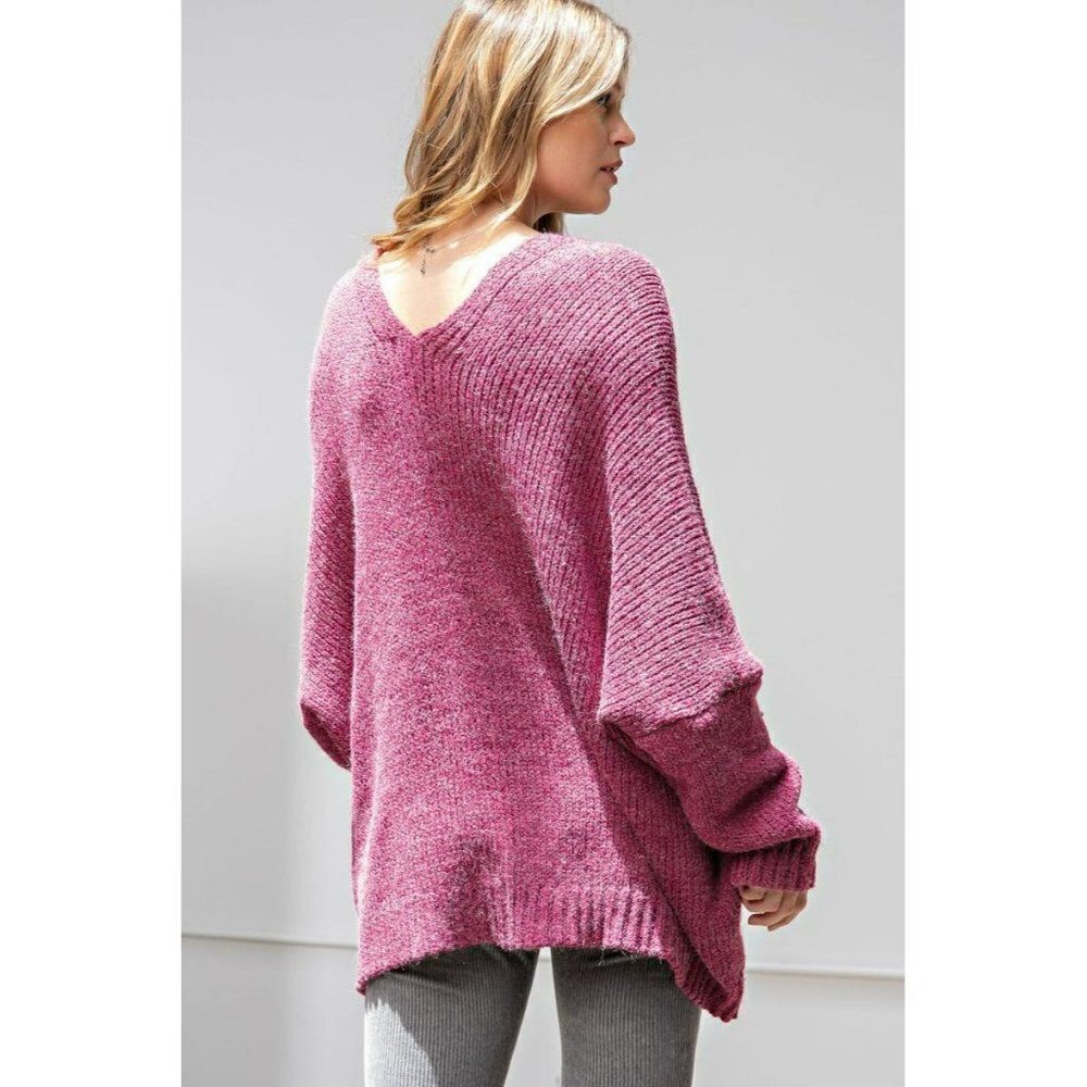 Easel Raspberry Slouchy Knit Cardigan Sweater Soft Oversized New S-L ET21418 - Picture 8 of 8